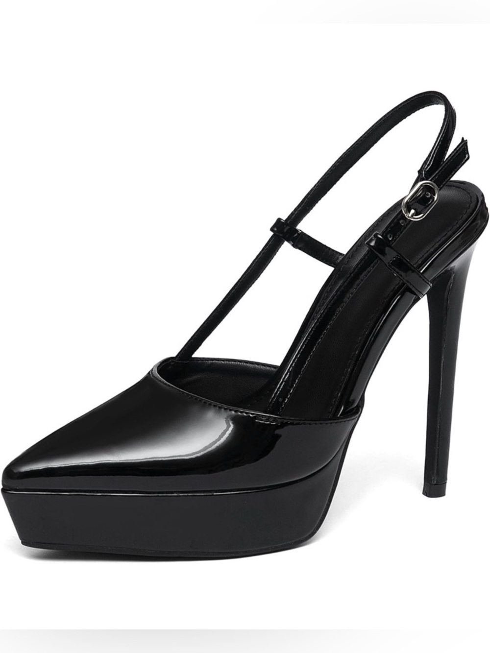 S20 NEWBELLA Platform Pumps Stiletto Heels Pointed Toe Slip On BLACK Size 8